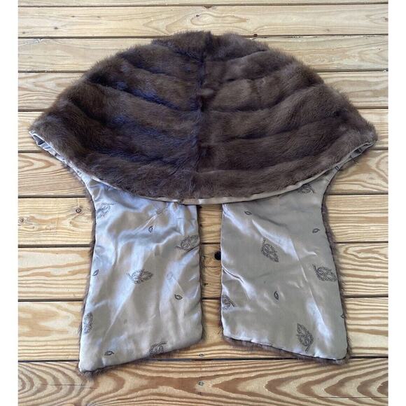 Vintage Fur Shrug Shawl One Size Women’s Brown - Picture 2 of 5